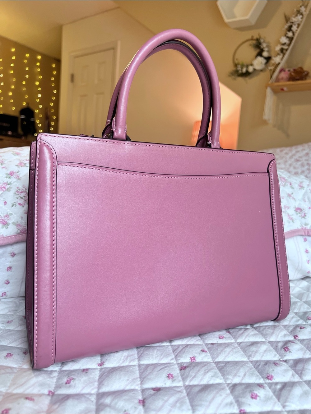 Coach Zoe Carryall Pink Rose Leather Satchel F49500 Structured Bag Purse - Picture 4 of 7